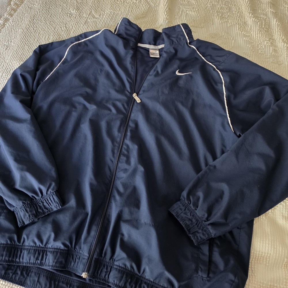 Vintage Y2K 2000s Nike Navy Windbreaker Track Jacket XXL